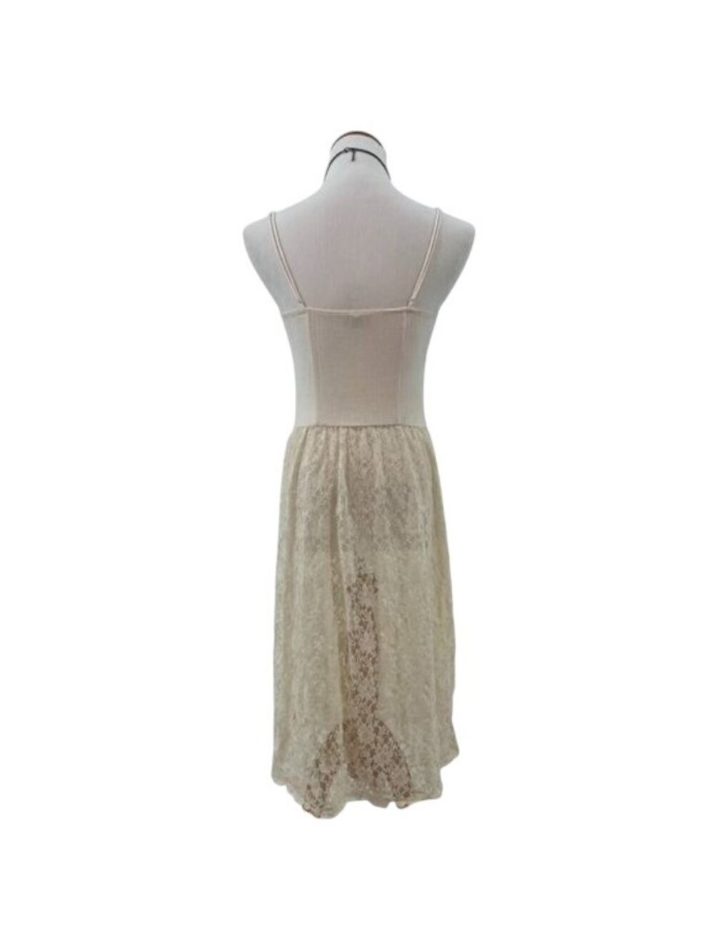 Intimately Free People Ivory Lace Ribbed Midi Dress | 2014 Boho Indie Sleaze | S - Picture 8 of 16